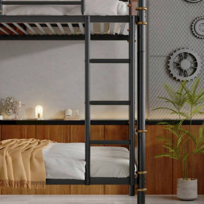 Twin XL over Twin XL Metal Bunk Bed, Industrial Detachable Bunkbeds with Safety Guard Rails Teens, BlackOld SKU W2580P266269