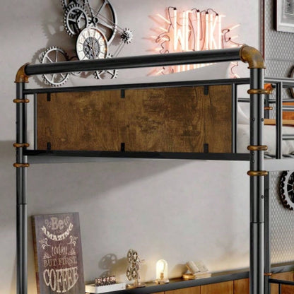 Twin XL over Twin XL Metal Bunk Bed, Industrial Detachable Bunkbeds with Safety Guard Rails Teens, BlackOld SKU W2580P266269