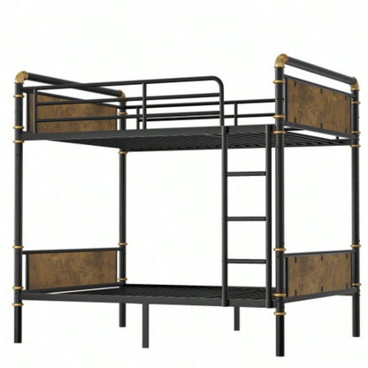 Twin XL over Twin XL Metal Bunk Bed, Industrial Detachable Bunkbeds with Safety Guard Rails Teens, BlackOld SKU W2580P266269