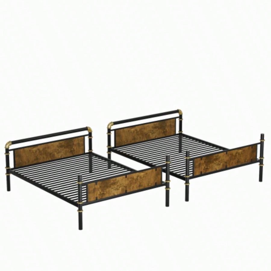 Twin XL over Twin XL Metal Bunk Bed, Industrial Detachable Bunkbeds with Safety Guard Rails Teens, BlackOld SKU W2580P266269