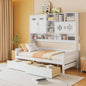 Twin Size Wooden Daybed With 2 Drawers, and All - in - One Cabinet and Shelf, White