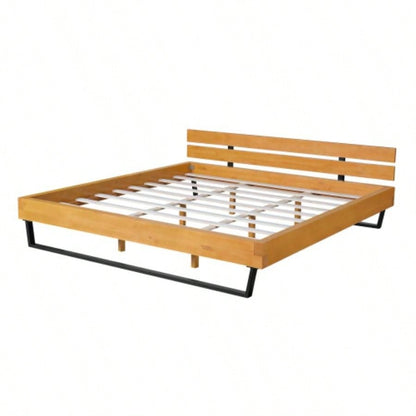 PINE WOOD BED FRAME KING SIZE, NATURAL BLACK COLOR