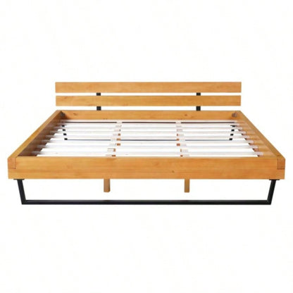 PINE WOOD BED FRAME KING SIZE, NATURAL BLACK COLOR