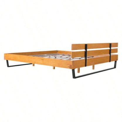 PINE WOOD BED FRAME KING SIZE, NATURAL BLACK COLOR