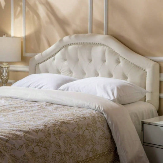 Tufted Upholstered Headboard Size, Solid Wood Board with Durable Metal, Adjustable Height headboard with Nailhead Trim in Bedroom