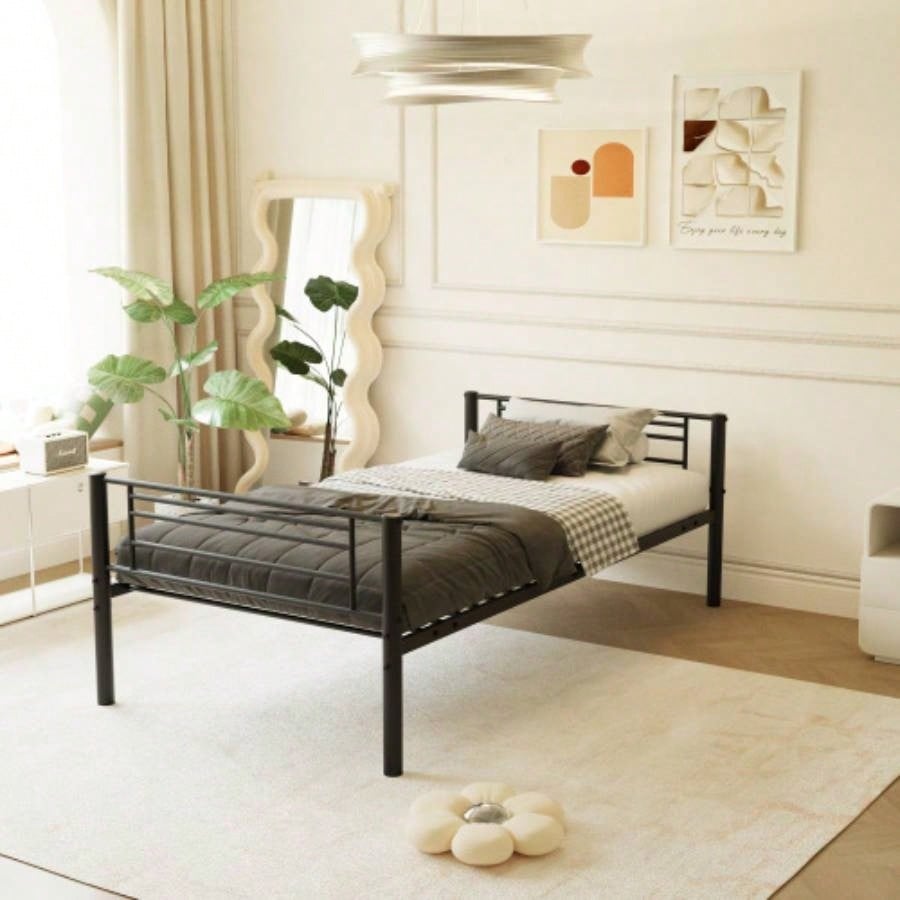 Bedroom dormitory twin size black metal triple bunk bed can be disassembled into three beds