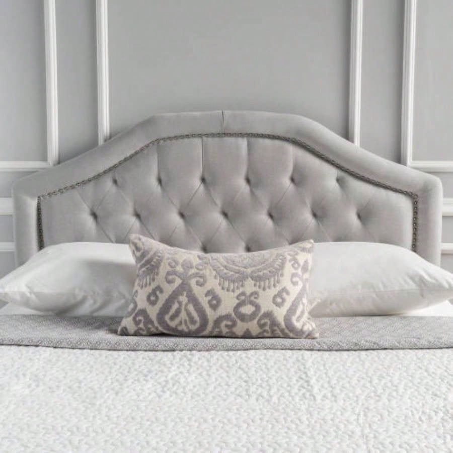 Tufted Upholstered Headboard Size, Solid Wood Board with Durable Metal, Adjustable Height headboard with Nailhead Trim in Bedroom