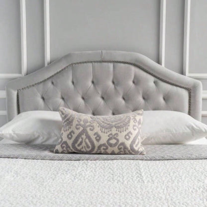 Tufted Upholstered Headboard Size, Solid Wood Board with Durable Metal, Adjustable Height headboard with Nailhead Trim in Bedroom