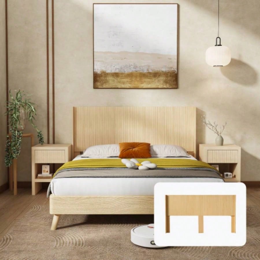 Wood Headboard King Size, 80.2 Wide Wooden King Headboard Only, Modern Farmhouse Headboards, Wall Mounted Fluted Panel, Wingback Boho Headboards, Natural