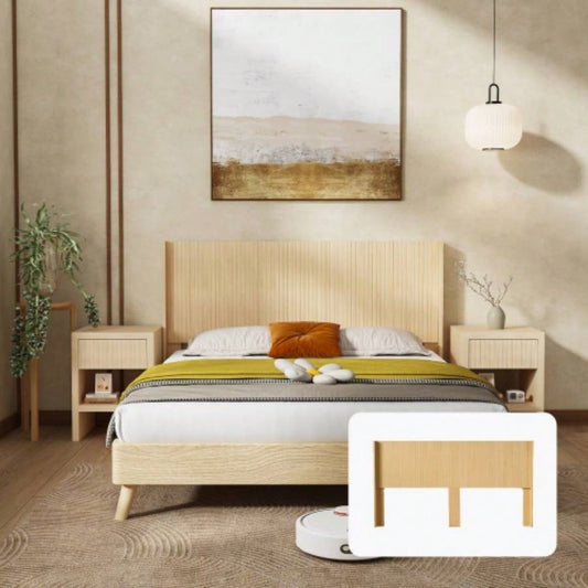 Wood Headboard King Size, 80.2 Wide Wooden King Headboard Only, Modern Farmhouse Headboards, Wall Mounted Fluted Panel, Wingback Boho Headboards, Natural