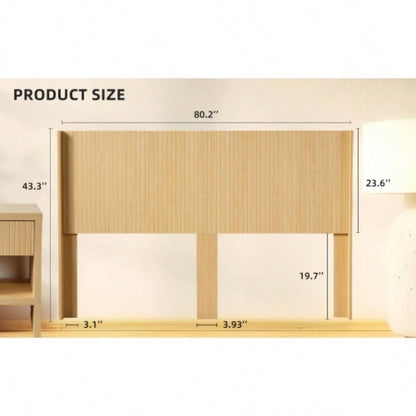 Wood Headboard King Size, 80.2 Wide Wooden King Headboard Only, Modern Farmhouse Headboards, Wall Mounted Fluted Panel, Wingback Boho Headboards, Natural