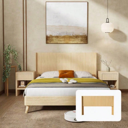 Wood Headboard King Size, 80.2 Wide Wooden King Headboard Only, Modern Farmhouse Headboards, Wall Mounted Fluted Panel, Wingback Boho Headboards, Natural