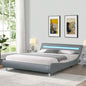 King Size Upholstered Platform Bed Frame with Button Tufted Linen Fabric Headboard, No Box Spring Needed, Wood Slat Support, Easy Assembly, Gray