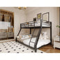 Metal Twin Bunk bed Kids and Adults, With Safety Guardrail and Ladder, Black