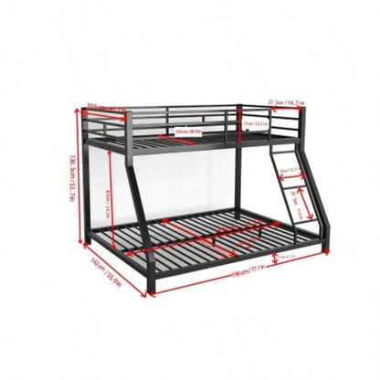 Metal Twin Bunk bed Kids and Adults, With Safety Guardrail and Ladder, Black