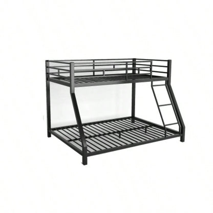 Metal Twin Bunk bed Kids and Adults, With Safety Guardrail and Ladder, Black