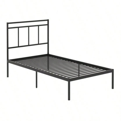 Twin Platform Bed With Headboard, Black