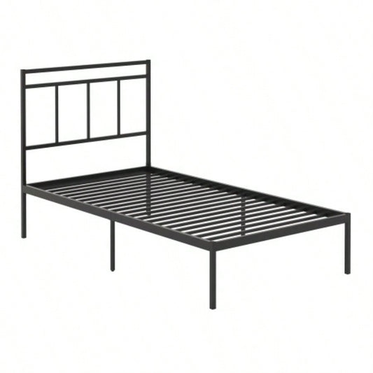 Twin Platform Bed With Headboard, Black