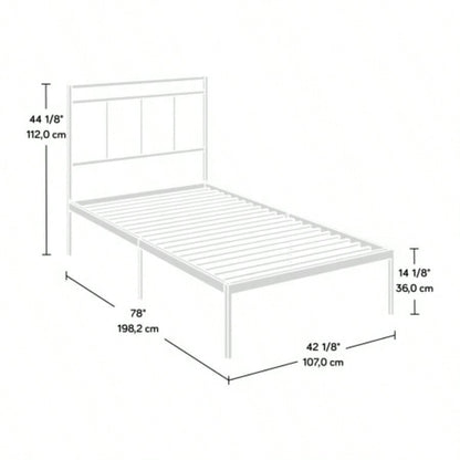 Twin Platform Bed With Headboard, Black