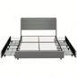 HOMCOM Bed Frame with Headboard, Upholstered Platform Bed Frame with Storage Drawers, Wood Slats, Noise - and Easy Assembly, No Box Spring Needed, Light Gray