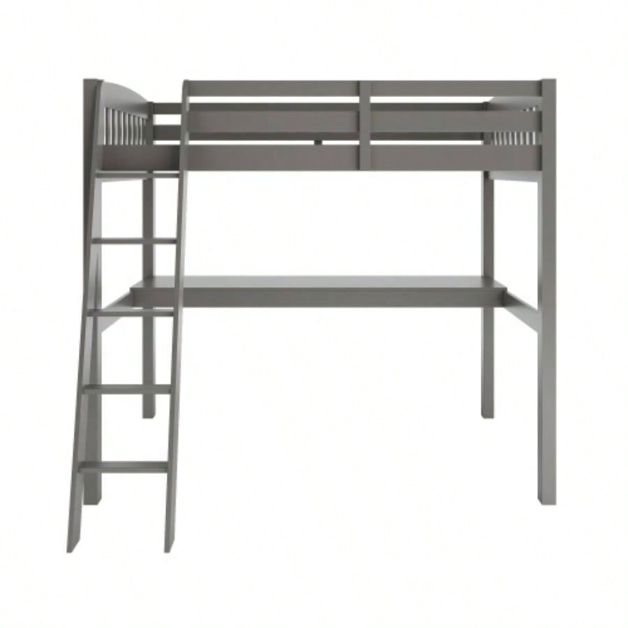 High Loft Bed with Desk and Storage, Heavy Duty Solid Wood Full Size Loft Bed Frame with Stairs Kids and Toddlers, No Box Spring Needed