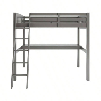 High Loft Bed with Desk and Storage, Heavy Duty Solid Wood Full Size Loft Bed Frame with Stairs Kids and Toddlers, No Box Spring Needed