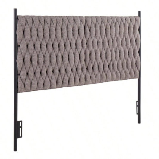 Braided Matisse Size Headboard in Black Metal and Fabric by LumiSource