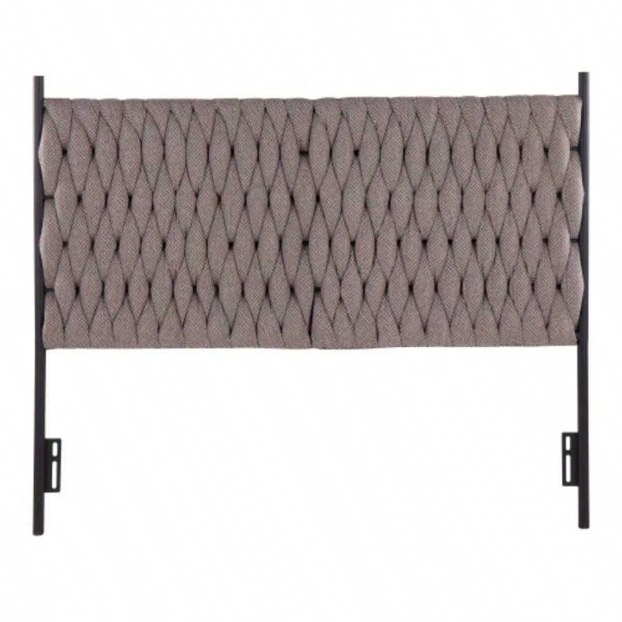 Braided Matisse Size Headboard in Black Metal and Fabric by LumiSource