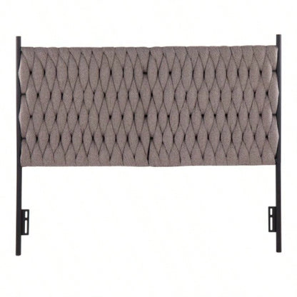 Braided Matisse Size Headboard in Black Metal and Fabric by LumiSource