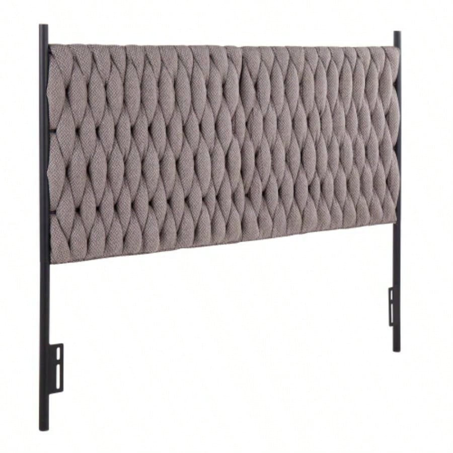 Braided Matisse Size Headboard in Black Metal and Fabric by LumiSource