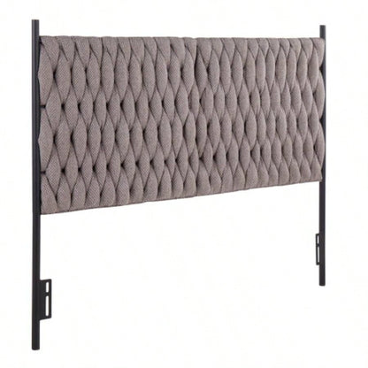Braided Matisse Size Headboard in Black Metal and Fabric by LumiSource