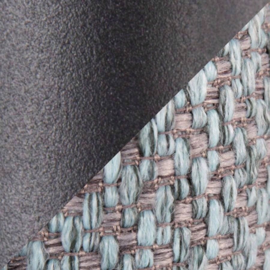 Braided Matisse Size Headboard in Black Metal and Blue Fabric by LumiSource