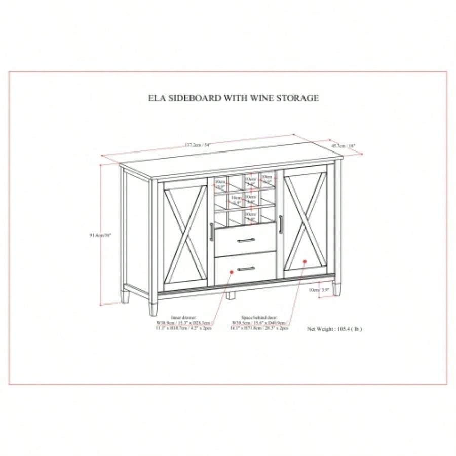 Ela - Sideboard with Wine Storage - Smoky Brown