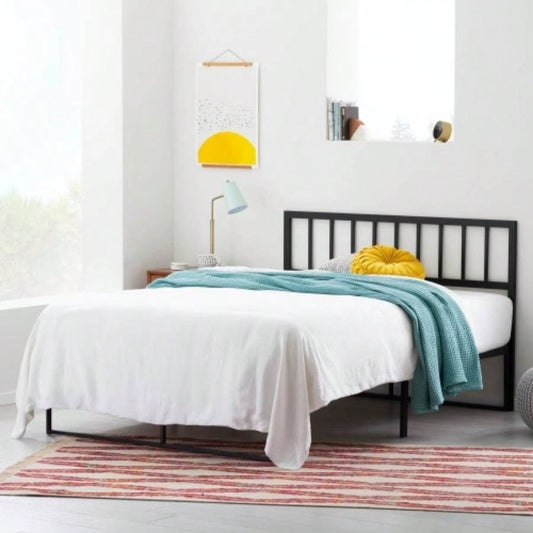 Linenspa Vertical Panel Metal Headboard, Cal King, Black