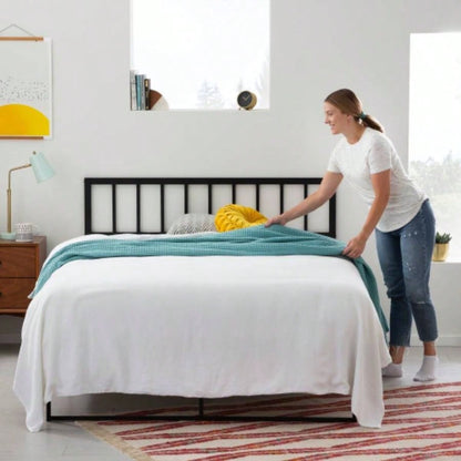 Linenspa Vertical Panel Metal Headboard, Cal King, Black