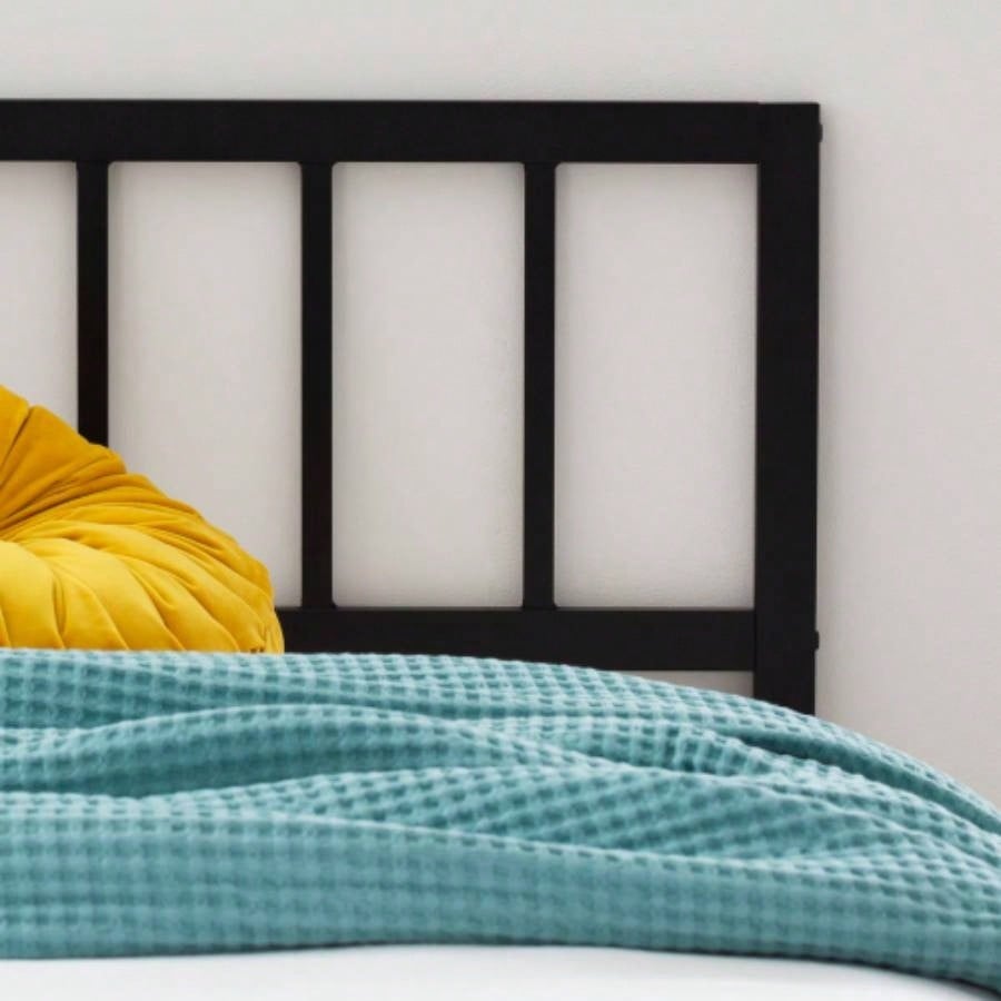 Linenspa Vertical Panel Metal Headboard, Cal King, Black