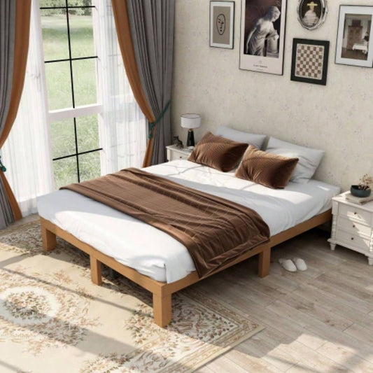 Size Wood Platform Bed Frame, No Box Spring Needed, Strong Wood Slat Support, Easy Assembly
