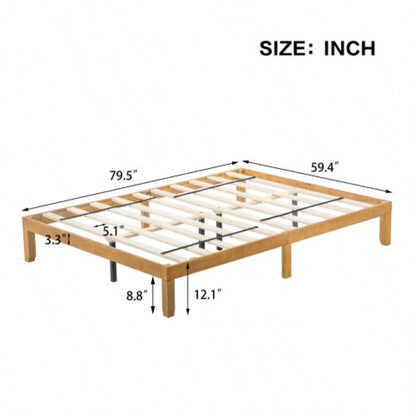 Size Wood Platform Bed Frame, No Box Spring Needed, Strong Wood Slat Support, Easy Assembly