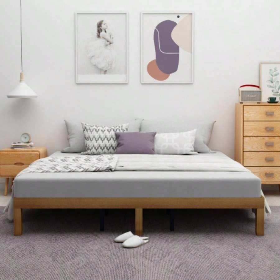 Size Wood Platform Bed Frame, No Box Spring Needed, Strong Wood Slat Support, Easy Assembly