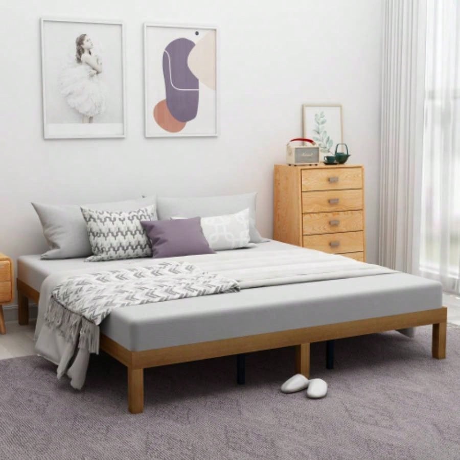 Size Wood Platform Bed Frame, No Box Spring Needed, Strong Wood Slat Support, Easy Assembly