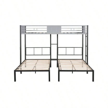 Triple Bunk Bed with Vent Board/ Sturdy Metal Frame/ Noise - Wood Slats/ Separatable into three beds/ No Box Spring Needed