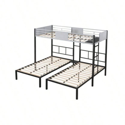 Triple Bunk Bed with Vent Board/ Sturdy Metal Frame/ Noise - Wood Slats/ Separatable into three beds/ No Box Spring Needed