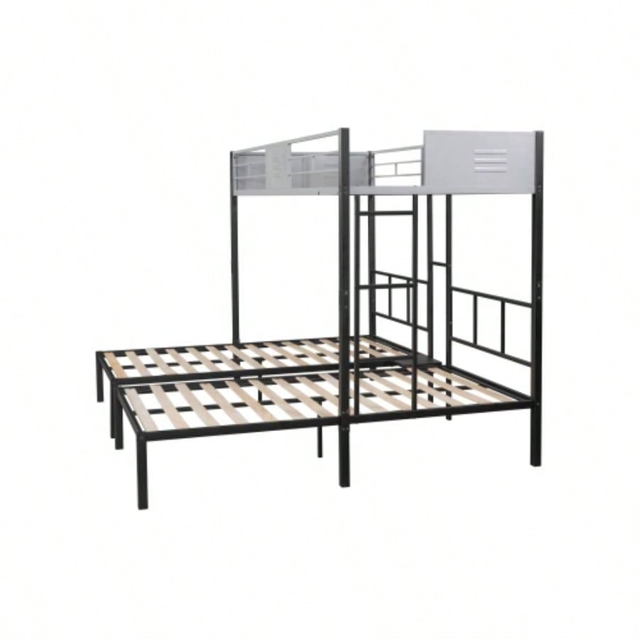 Triple Bunk Bed with Vent Board/ Sturdy Metal Frame/ Noise - Wood Slats/ Separatable into three beds/ No Box Spring Needed