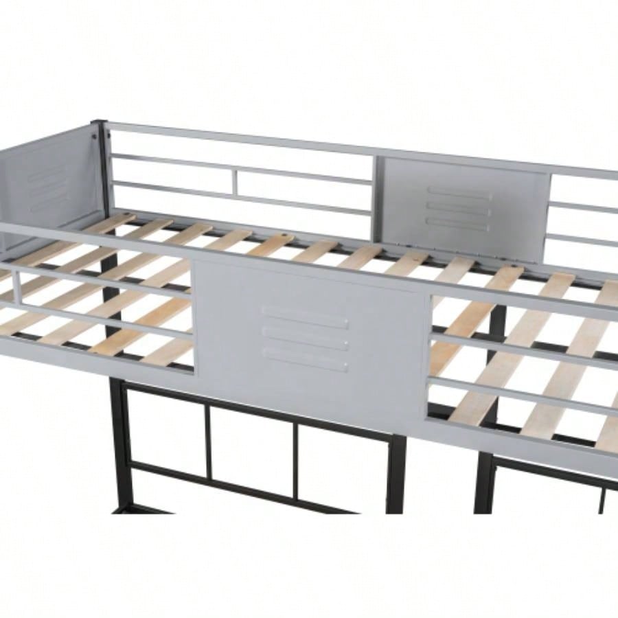 Triple Bunk Bed with Vent Board/ Sturdy Metal Frame/ Noise - Wood Slats/ Separatable into three beds/ No Box Spring Needed