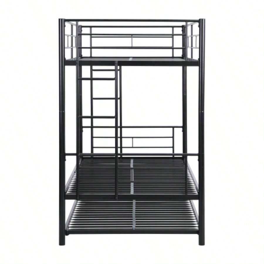 Twin Over Twin Metal Bunk Bed with trundle Black