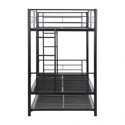Twin Over Twin Metal Bunk Bed with trundle Black