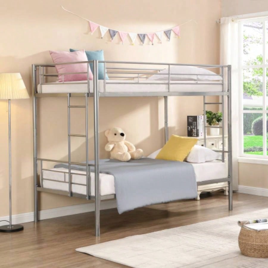Twin Over Twin Metal Bunk Bed with trundle Black