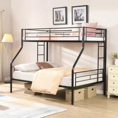 Twin Over Twin Metal Bunk Bed with trundle Black