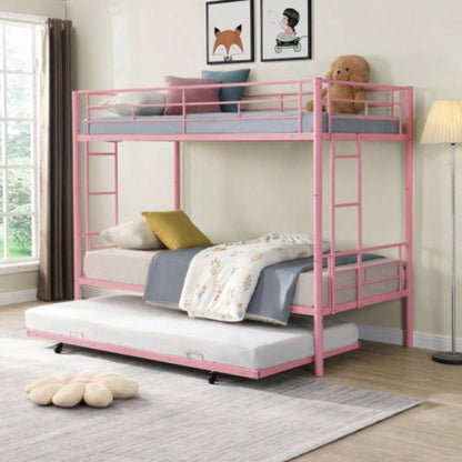 Twin Over Twin Metal Bunk Bed with trundle Black