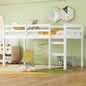 Solid Wooden, Rubber Wooden Twin Loft Bed with Ladder, Bed Platform of Strengthened Slats,